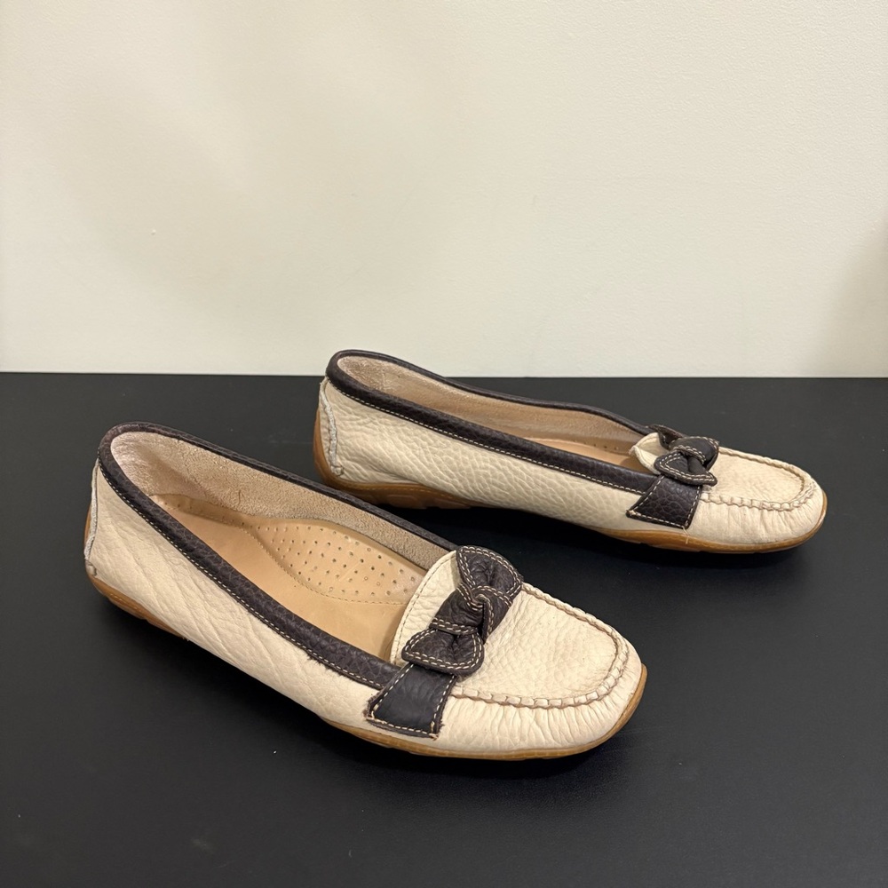 L.L. Bean Cream and Black Loafers